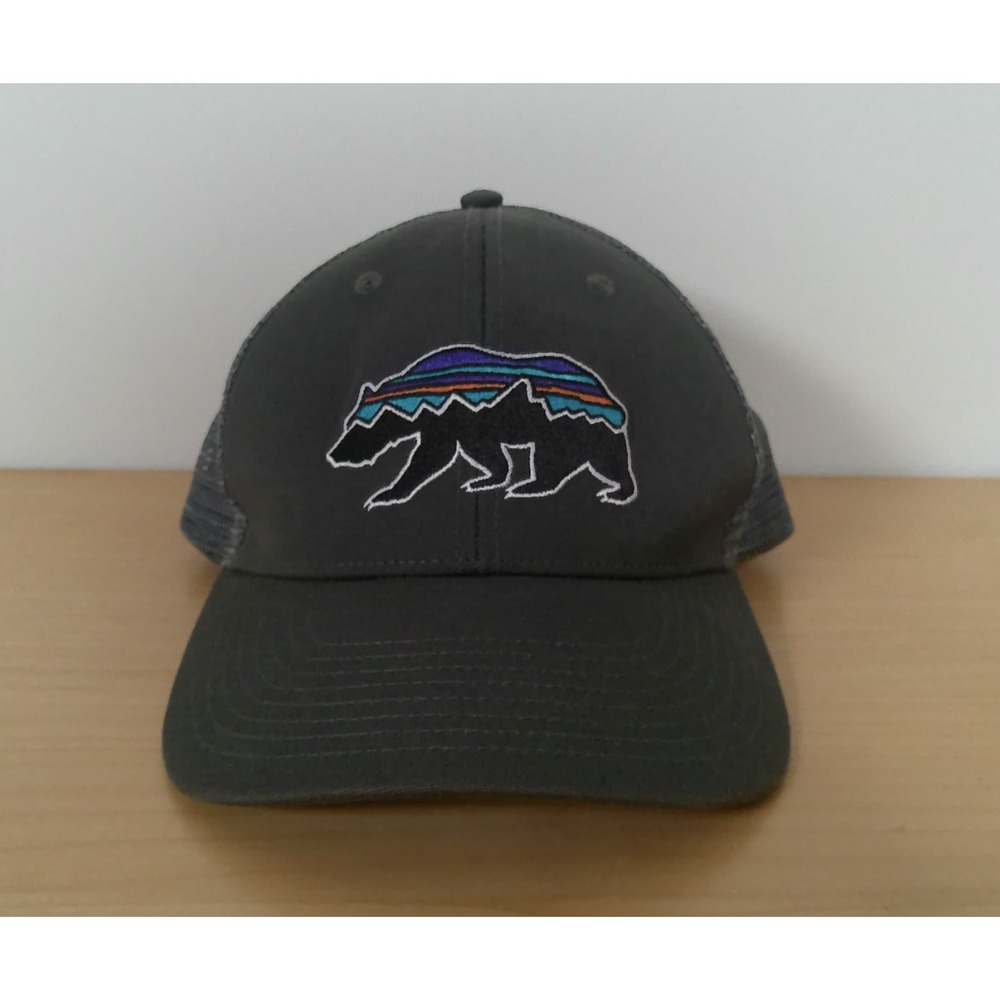 Patagonia Fitz Roy Bear Trucker Hat Gray Mesh Snapback Outdoor Cap